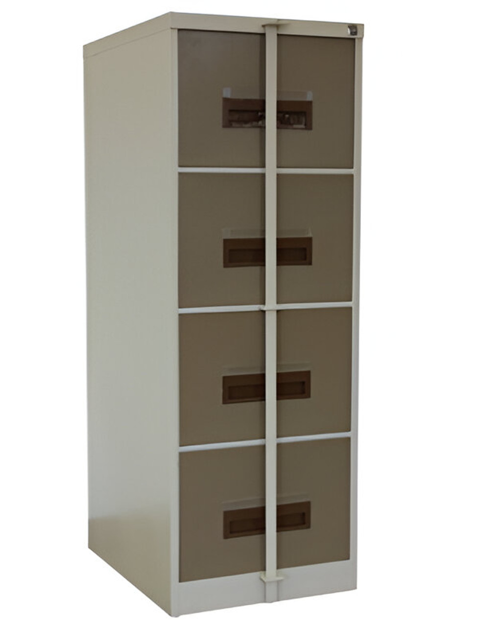 4 Drawer Steel Filing Cabinet with Security Bar (Drawers Closed - Ivory Karoo)