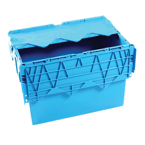 blue tote bin medium - secure plastic container - dreymar industrial