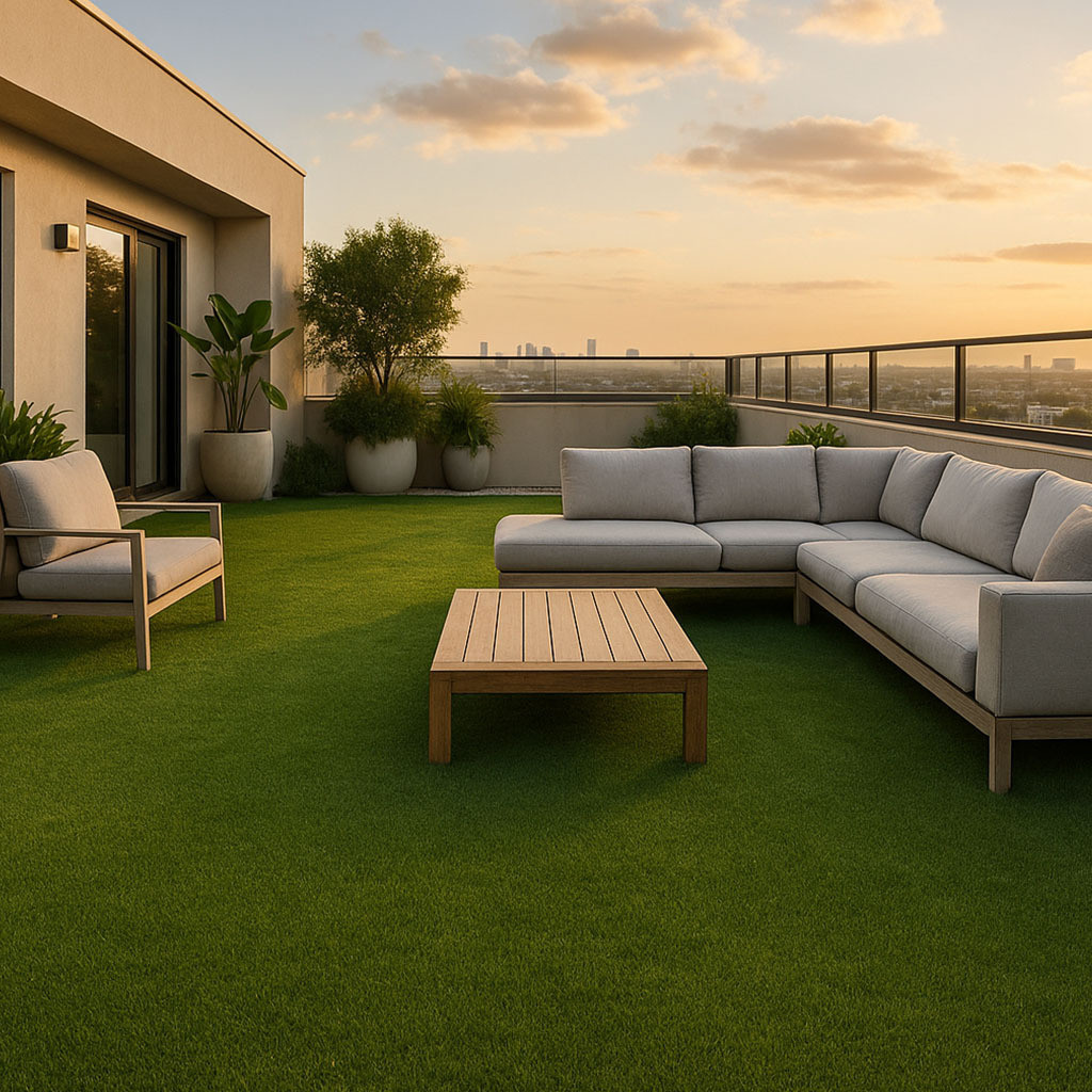 Terraza con césped sintético Select 30 mm
