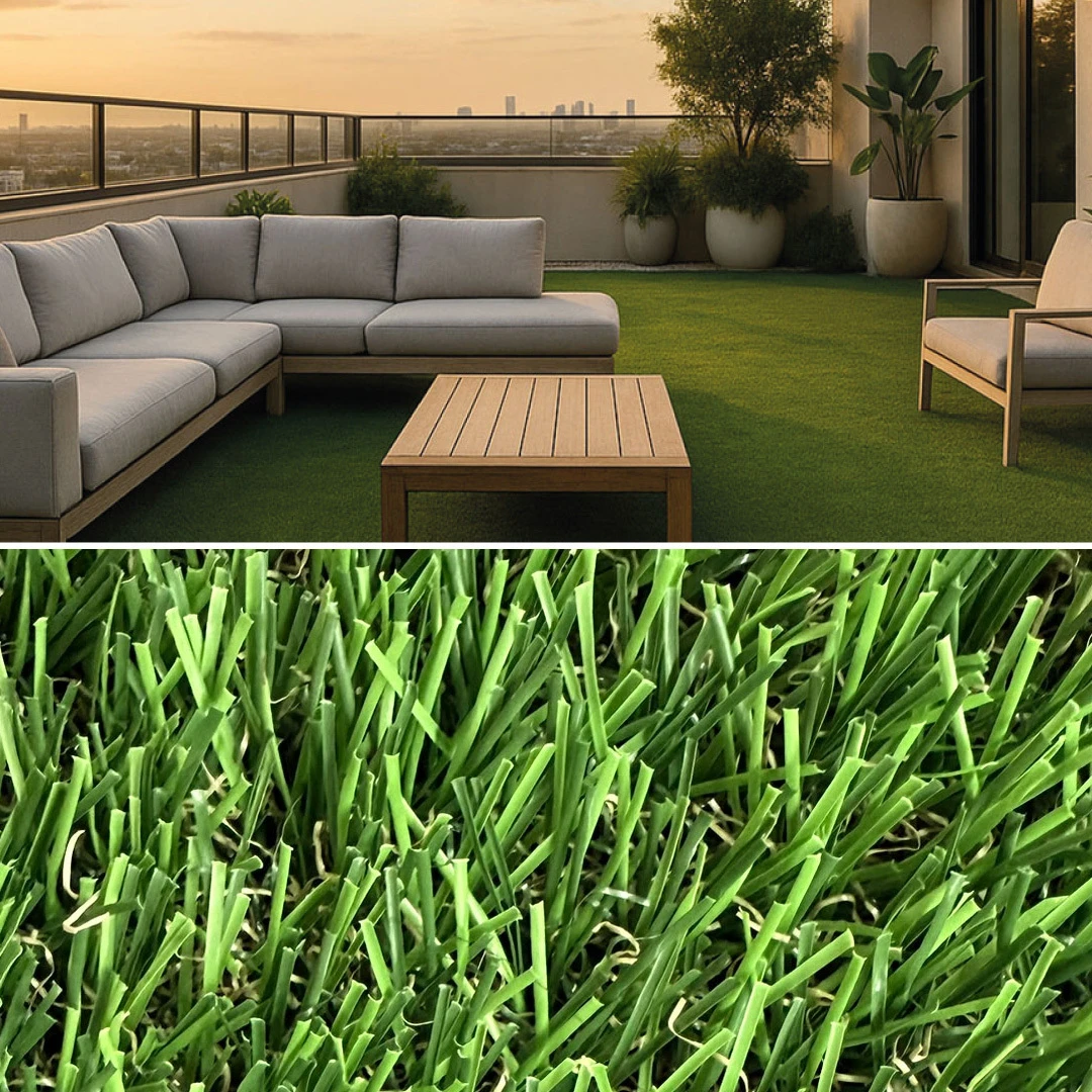 Césped sintético Select 30 mm en patio residencial