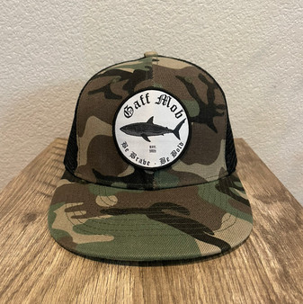 GAFF MOB SHARK PATCH HAT (BLACK AND CAMO)