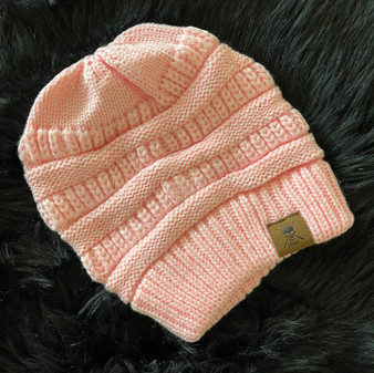 PINK GAFF MOB LEATHER PATCH BEANIE