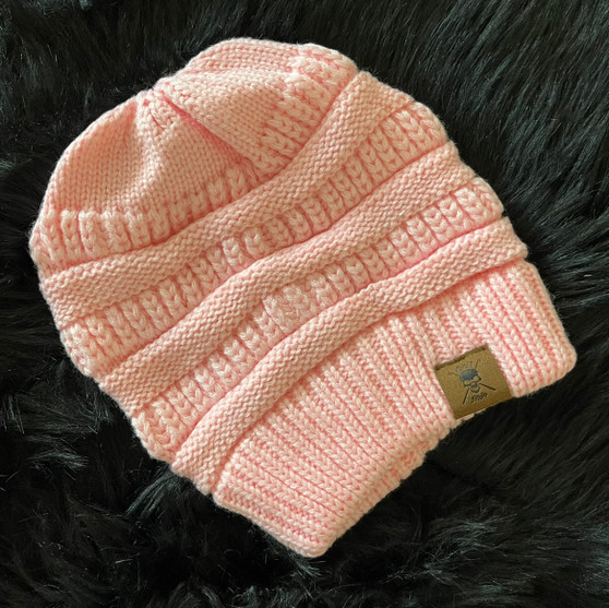 PINK GAFF MOB LEATHER PATCH BEANIE