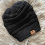 BLACK GAFF MOB LEATHER PATCH BEANIE