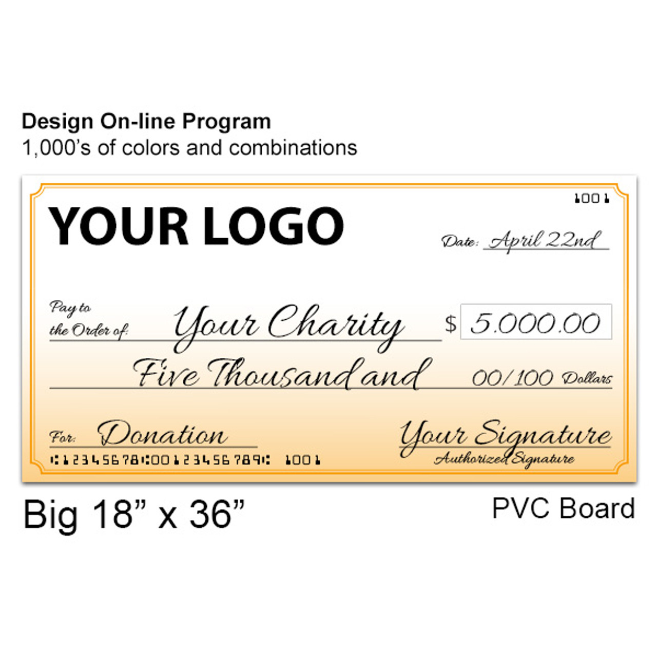 Presentation Big Check 18x36