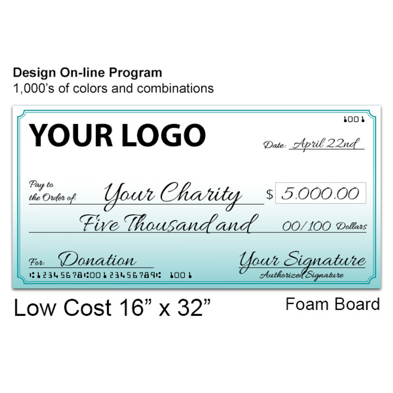 Low Cost Foam board Big Check 16x32 for Presenting Donations low-cost-foam-board-big-check-16x32-for-presenting-donations