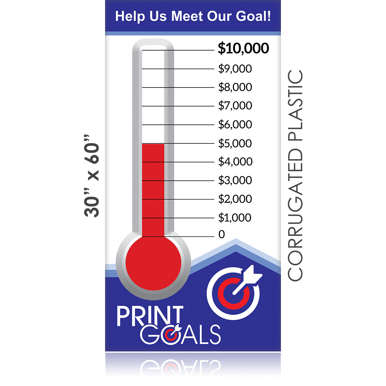 Fundraising Thermometer 30x60 Custom Printed| Goal Thermometer