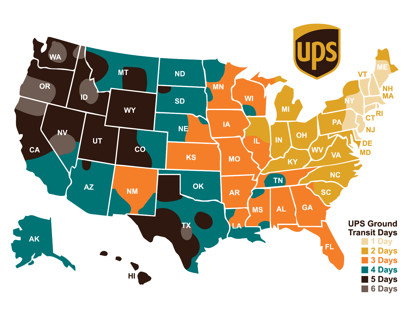 UPS Ground Shipping Map