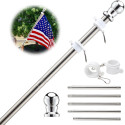 6FT Silver Stainless Steel Flag Pole Kit (Without Bracket)