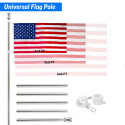 6FT Silver Stainless Steel Flag Pole Kit (With Bracket)