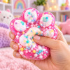 Taba Squeezos Large Cat Paw Squishy Toy with Glitter & Bobbles