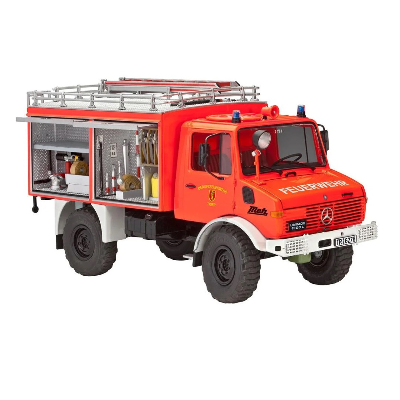 自動車 Revell Mercedes-Benz Unlmog U1300 L TLF Revell Mercedes Benz Unimog U 1300 L TLF 8/18 - 1:24 Scale