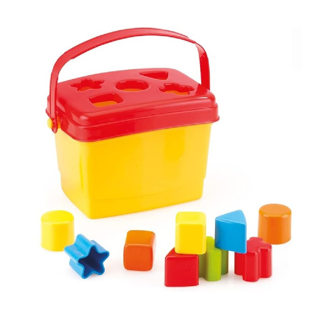 Shape Sort Bucket Dolu Childrens Shape Sorter Bucket With 5 Bright Coloured Shapes