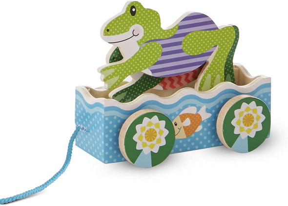 Melissa & Doug First Play Frolicking Frog Wooden Pull_ Toy
