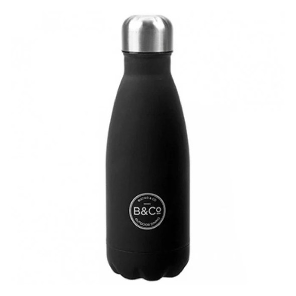 B&Co 350ml Bottle Flask Rubber Finish Black