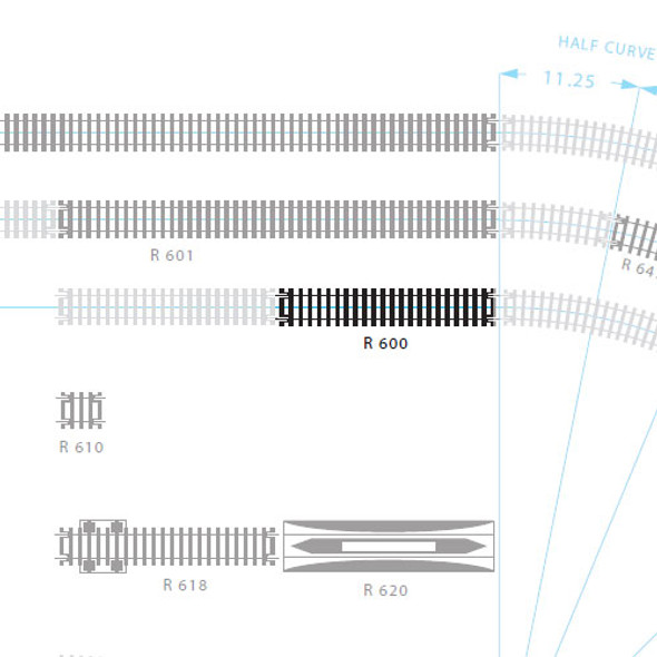 Hornby R600 Straight 168mm Track 00 Gauge