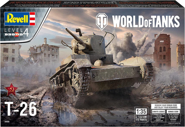 Revell T-26 World Of Tanks 1:35 Scale Model Kit Revell T-26 World Of Tanks 1:35 Scale Model Kit