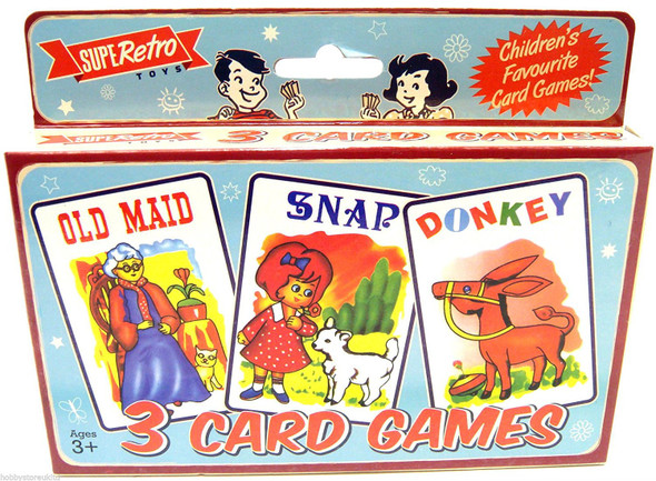 Retro Set Of 3 Card Games Playing Cards ~ Old Maid Snap Donkey