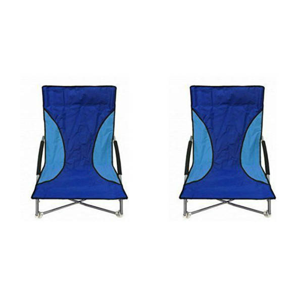 2 Blue Nalu Folding Low Seat Beach Chairs