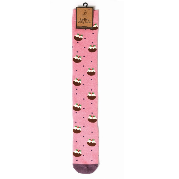 Bartleby Ladies Welly Socks - Christmas Pudding Print