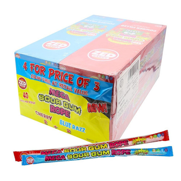 Zed Candy Cherry Mega Sour Gum Rope   One Supplied