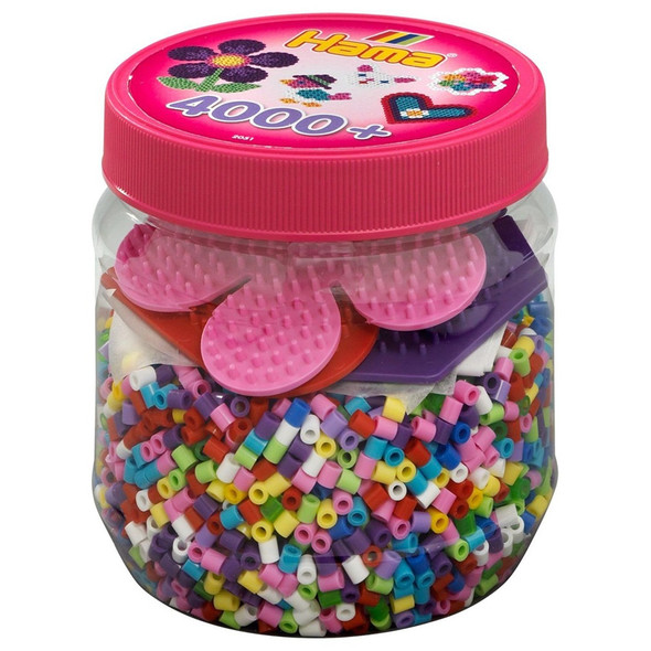 Hama Beads 4000 Beads and Pegboards in Tub (Pink)