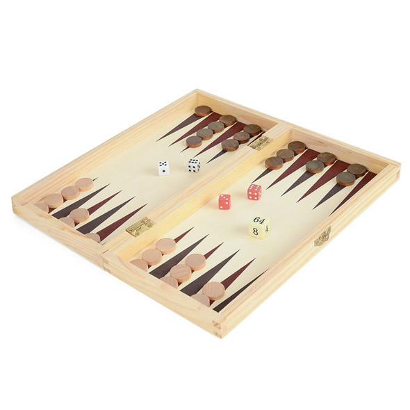 Toyrific Wooden Chess/Draughts/Backgammon 3-in-1 Game Board