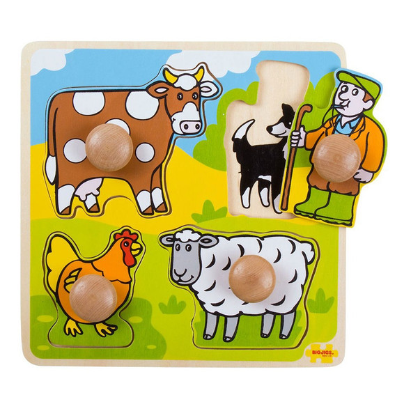 Bigjigs Wooden My First Peg Puzzle - Farm