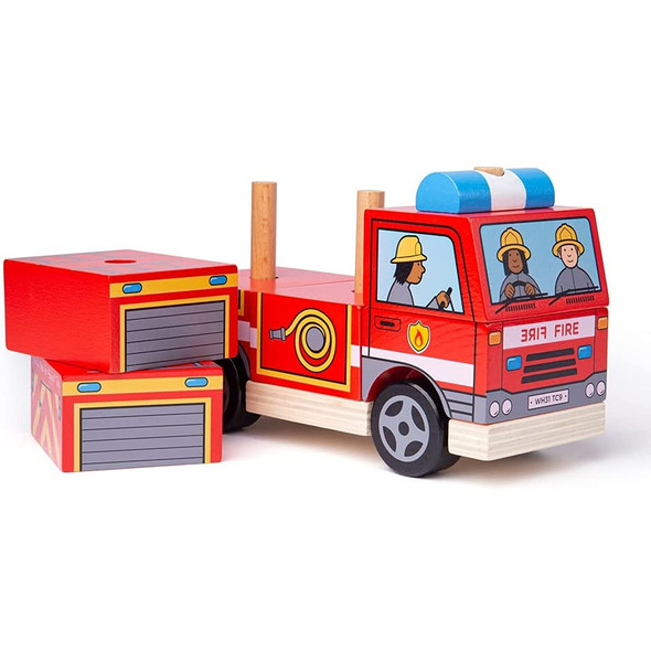 Bigjigs Wooden Stacking Fire Engine