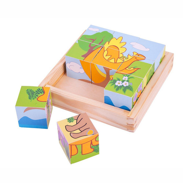 Bigjigs Wooden Dinosaur Cube Puzzle