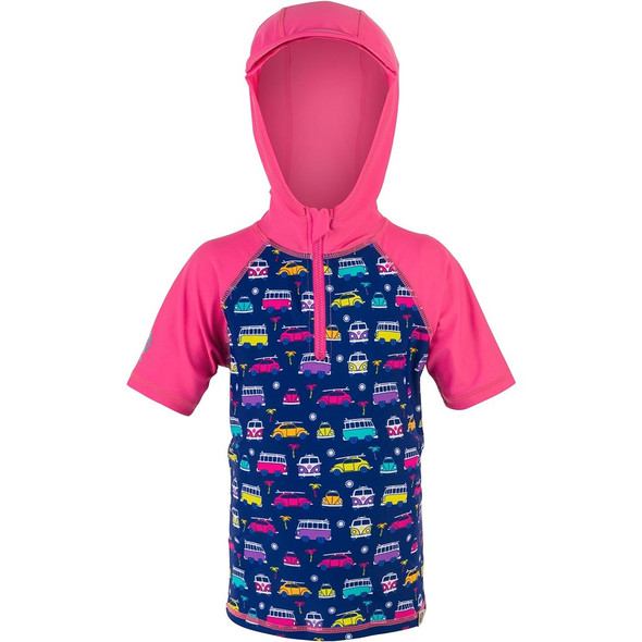 Kids Hooded Rash Vest VW Pink/Blue Age 1