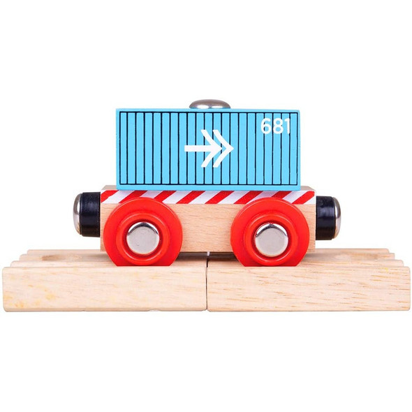 Bigjigs Rail Wooden Container Wagon (Blue)