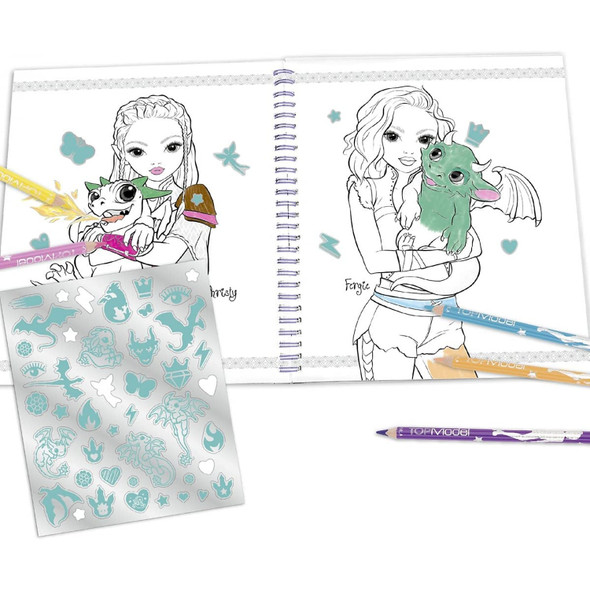 TOP Model Colouring Book With Sequins - Dragon Love