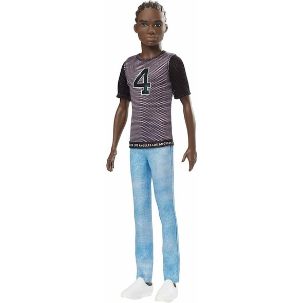 Barbie Ken Fashionistas Doll Los Angeles Sports '4' T-Shirt with Blue Jeans