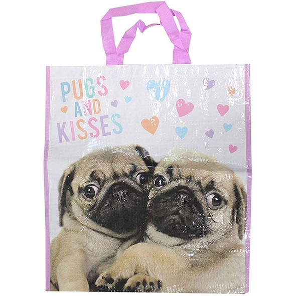 Pug & Kisses Woven Shopping Bag