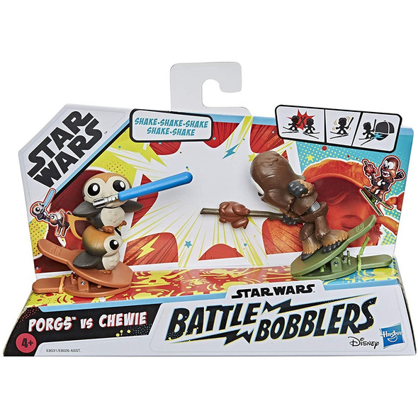 Star Wars Battle Bobblers Porgs Vs Chewbacca Clippable Battling Action Figure 2-Pack