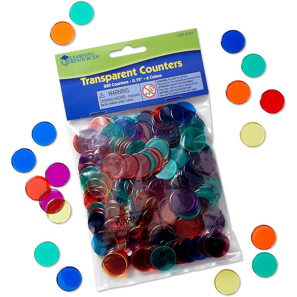 Learning Resources Transparent Counters Set of 250 (6 Colours)