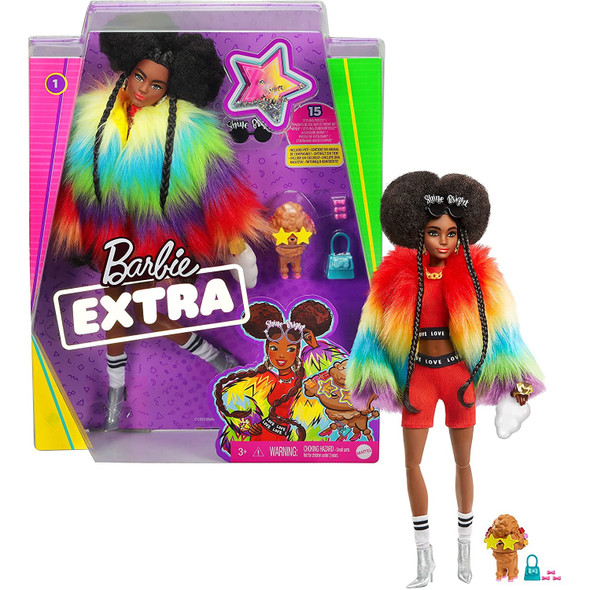 Barbie Extra Doll in Rainbow Coat