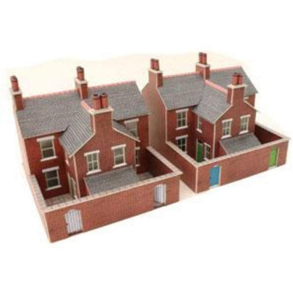 Metcalfe PN103 N Gauge Two Red Brick Terraced Houses - Card Kit