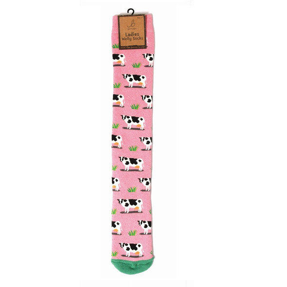 Bartleby Ladies Welly Socks - Cow Print