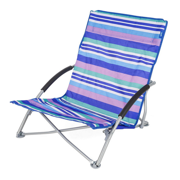 Yello Folding Low Seat Beach Chair For Camping, Fishing Or Beach- Blue