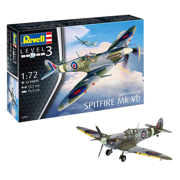 Revell 3897 Supermarine Spitfire Mk.Vb, Multi Colour, 1:72 Scale Plastic Model Kit