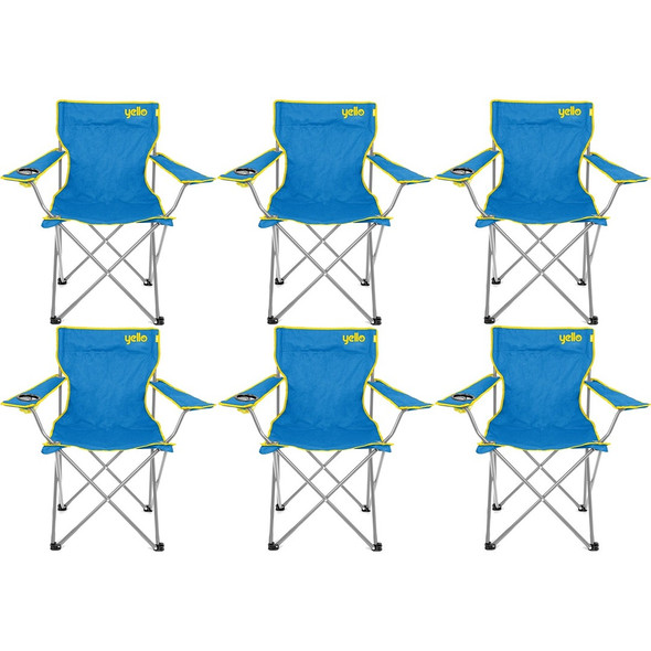 6 Yello Folding Beach Chairs For Camping, Fishing Or Beach - Blue
