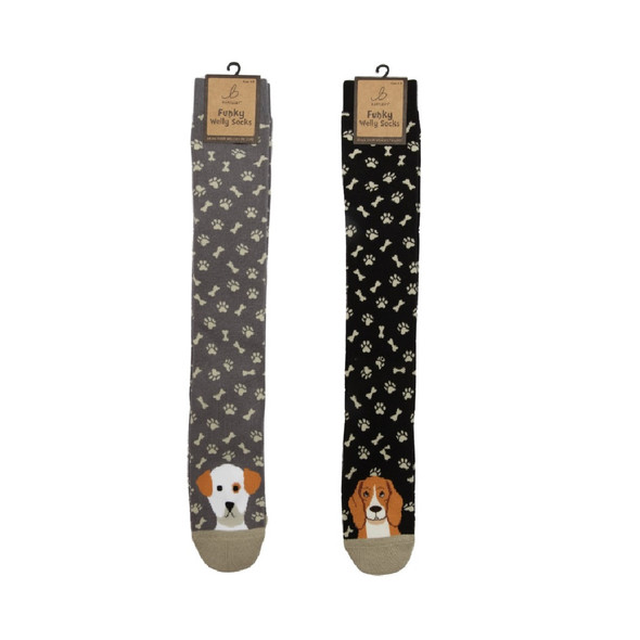 Bartleby Ladies Funky Welly Socks Playful Puppies Assortment