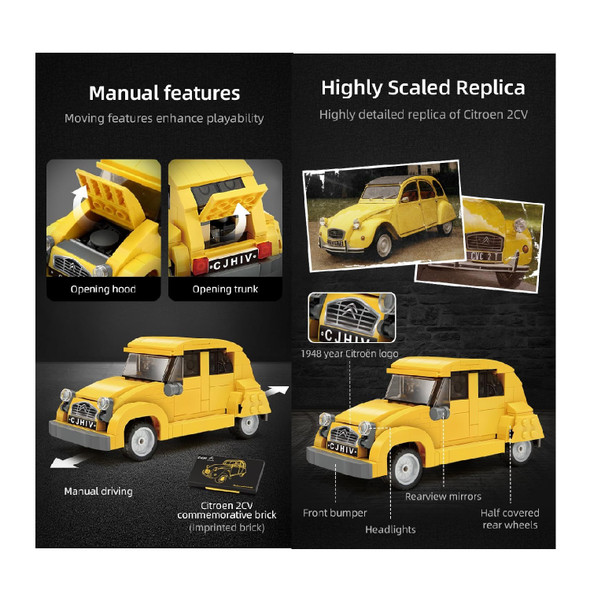 CaDa 1:24 Citroen 2CV Retro Car Construction Set 298 Pieces