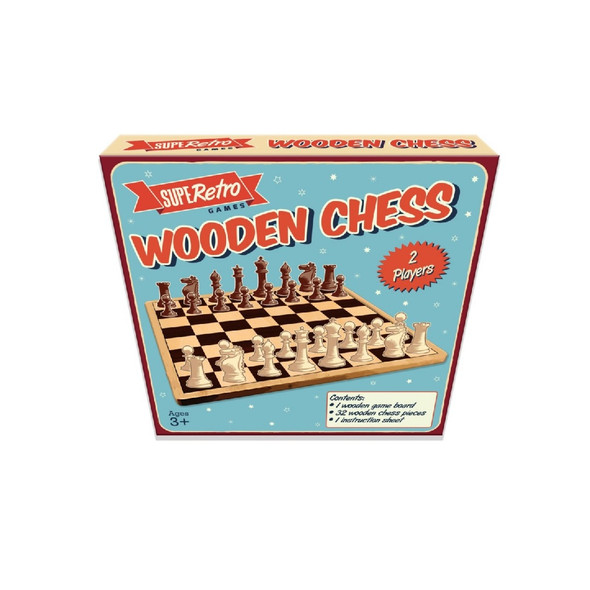 Retro Wooden Chess Board Family Strategy Game