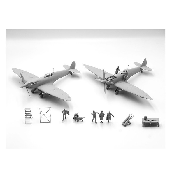 ICM WWII Raf Airfield Set Spitfire Mk.Ix & Spitfire Mk.Vii Raf Pi Model Kit