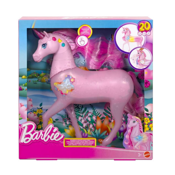 Barbie Sparkle Lights Pink Unicorn Childrens Toy Barbie Sparkle Lights Pink Unicorn Childrens Toy