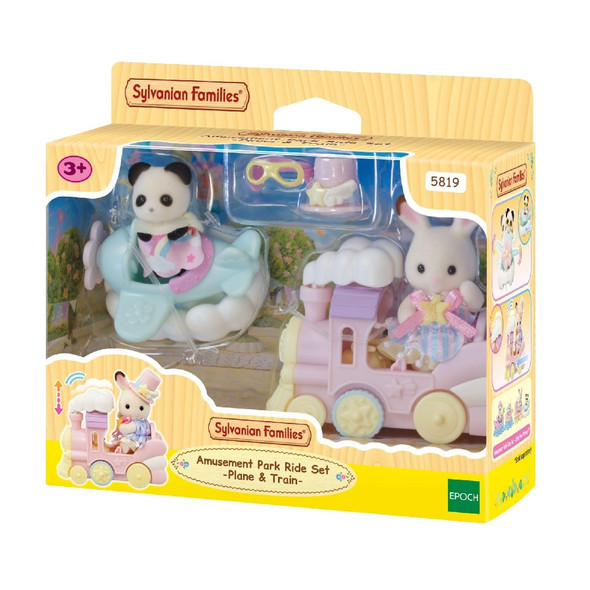 Sylvanian Families Amusement Park Ride Set Plane & Train Rides