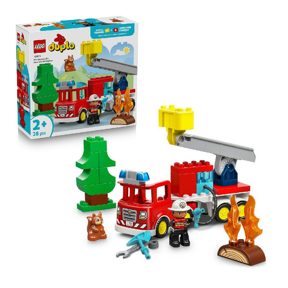 Lego Duplo Town Fire Truck With Hose And Firefighter